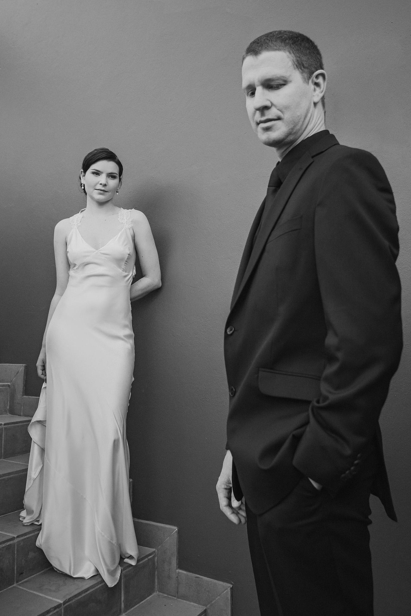 Editorial black and white wedding portrait, Ben Viljoen Photography