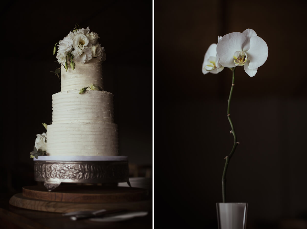 Cradle Valley Guest House wedding cake details and beautiful orchid