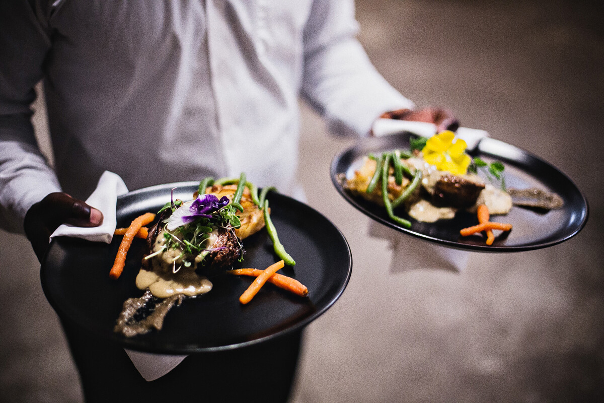 Beautiful plated food dishes being served at this wedding at Cradle Valley Guest house in Muldersdrift.