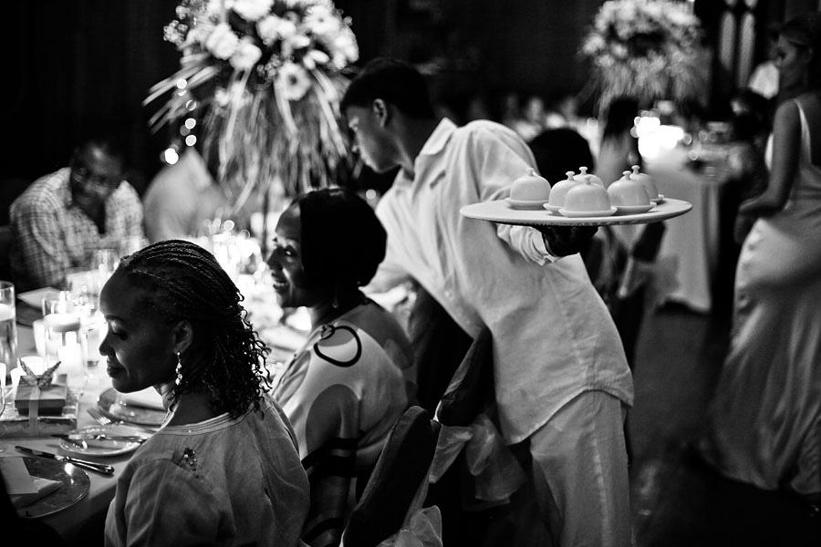 Dinner served at a Mauritius wedding reception